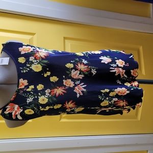 NWT Ann Taylor Factory sleeveless navy floral blouse Sz M